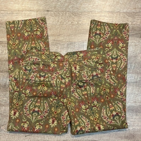 Liz Claiborne Audra olive graphic paisley print cropped trouser pants size 4P - Picture 3 of 7